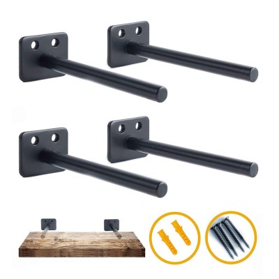 Floating Shelf Brackets Black Heavy Duty Cast Iron Supports Metal Decorative Wall Blind Invisible Hidden Floating Shelf Brackets