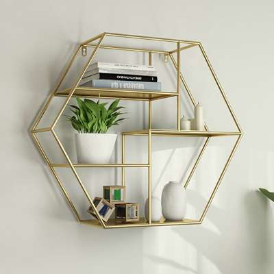 Simple Modern Style Metal Hanging Shelf, TV Wall Background Decoration Wrought Iron Frame